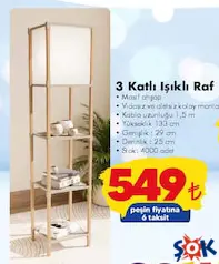 SİNBO 3 KATLI IŞIKLI RAF